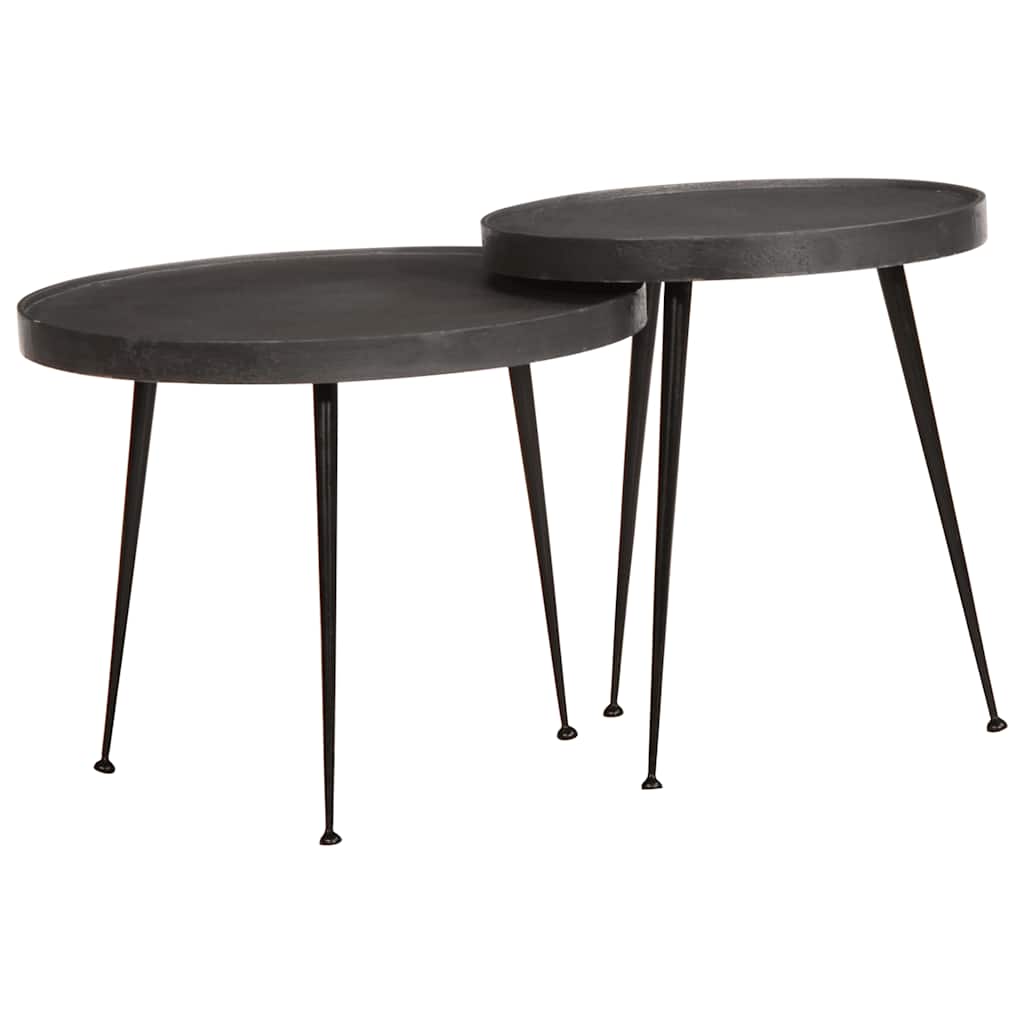 Coffee Table 2 pcs Black Engineered Wood