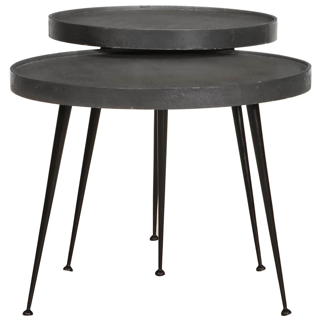 Coffee Table 2 pcs Black Engineered Wood
