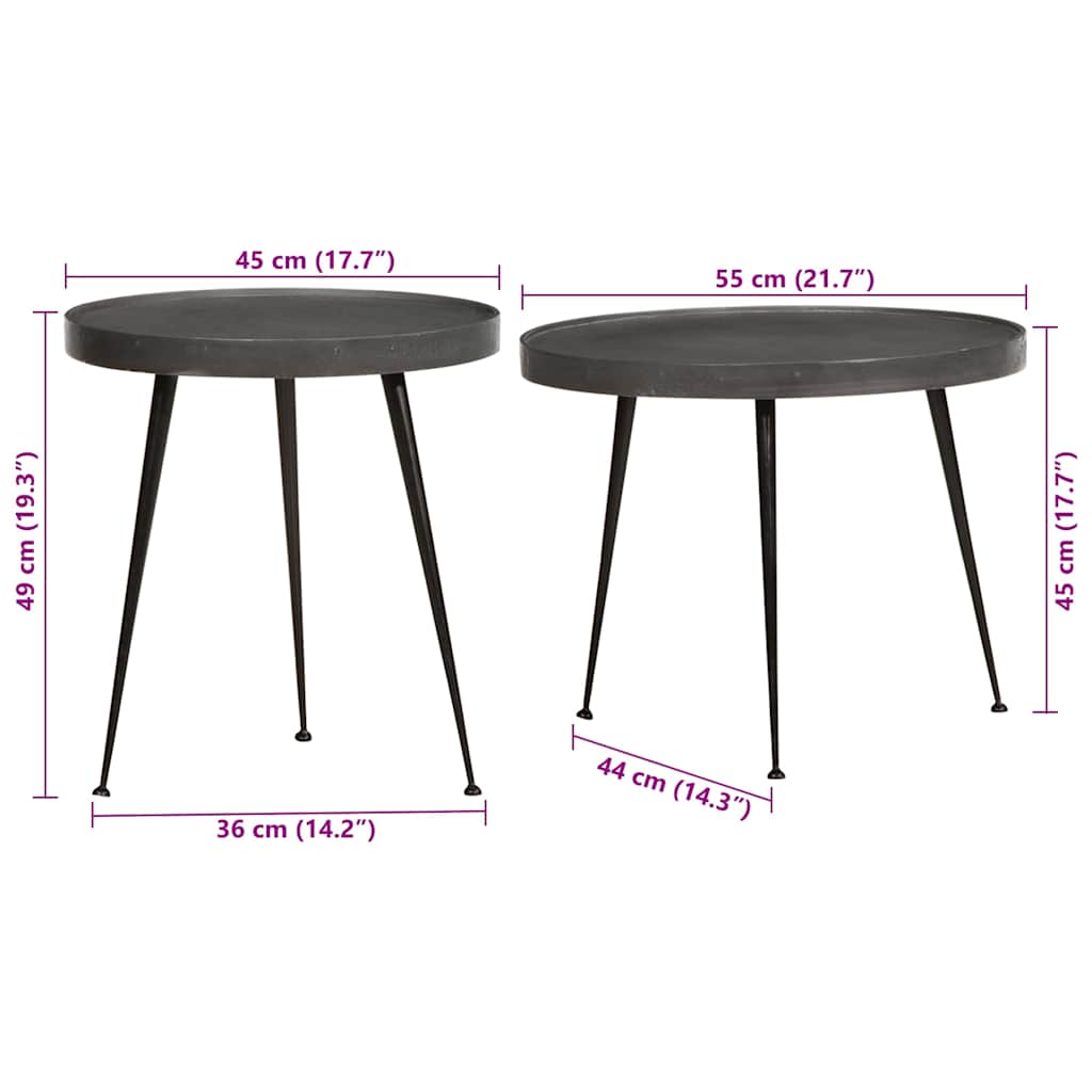 Coffee Table 2 pcs Black Engineered Wood