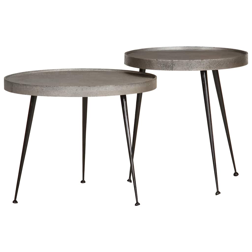 Coffee Table 2 pcs Silver Engineered Wood