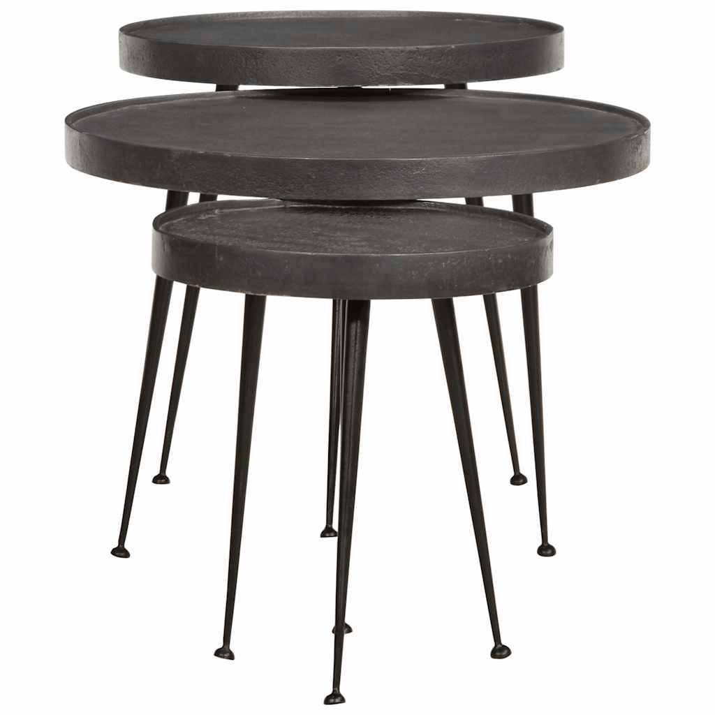 Coffee Table 3 pcs Black Engineered Wood