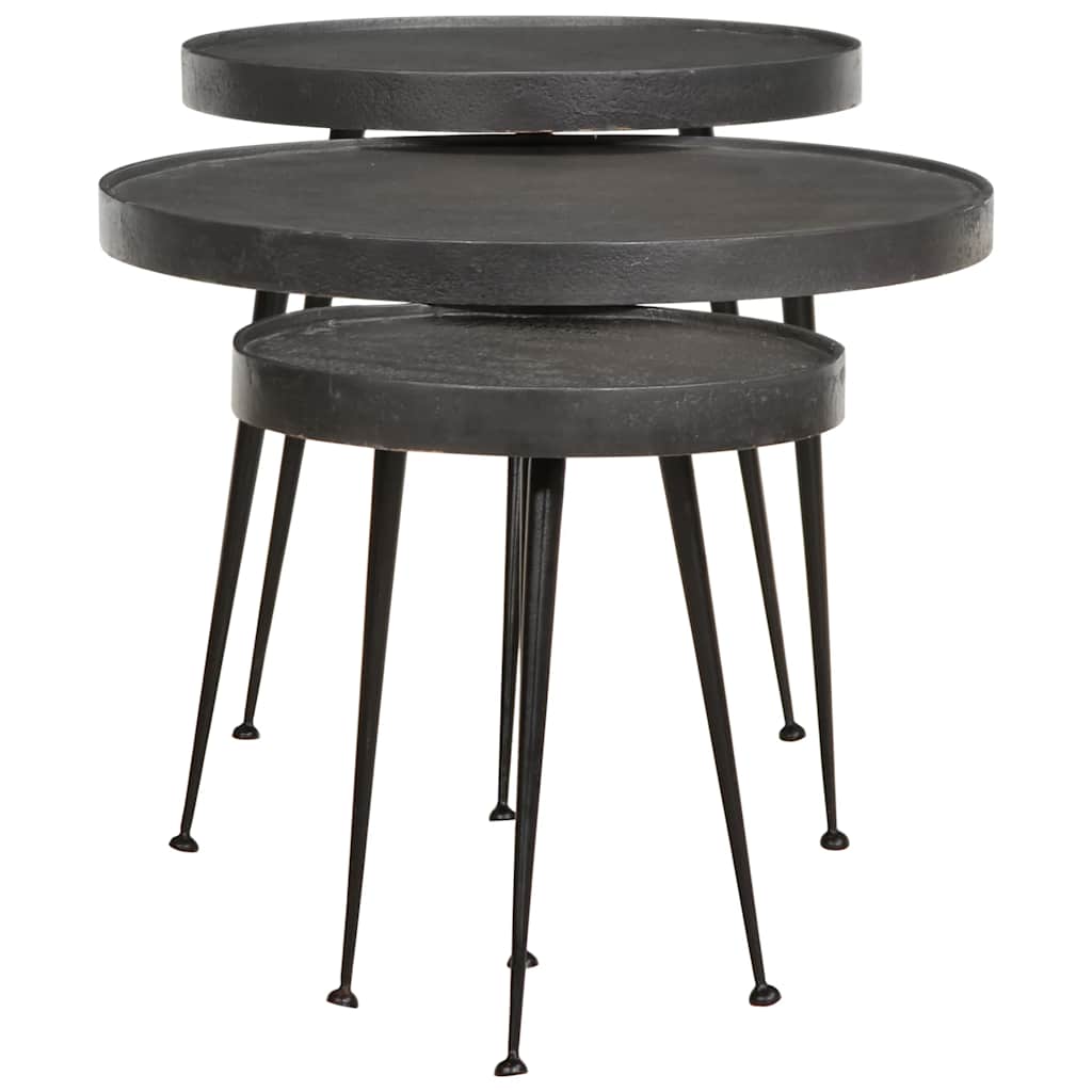Coffee Table 3 pcs Black Engineered Wood