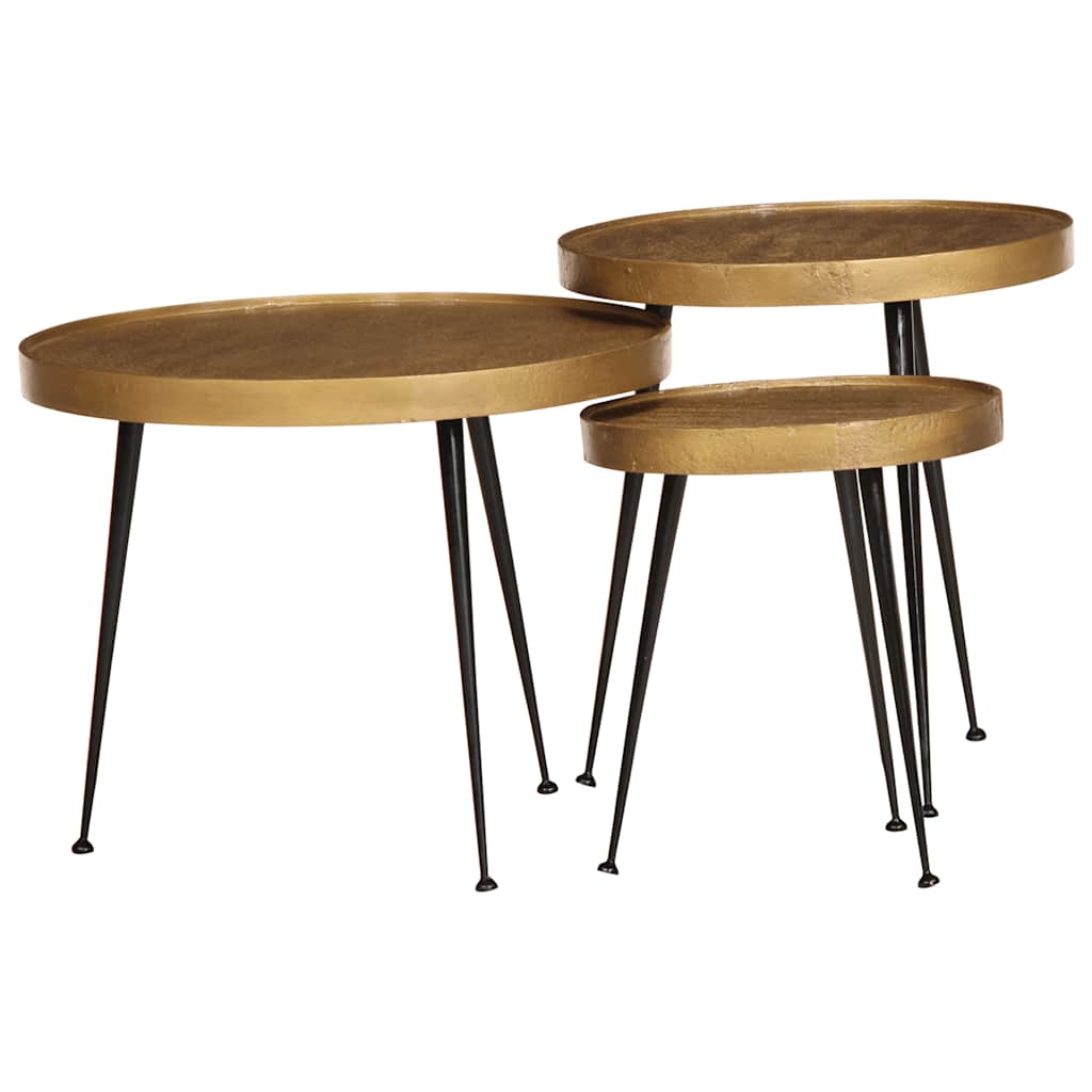 Coffee Table 3 pcs Golden Engineered Wood