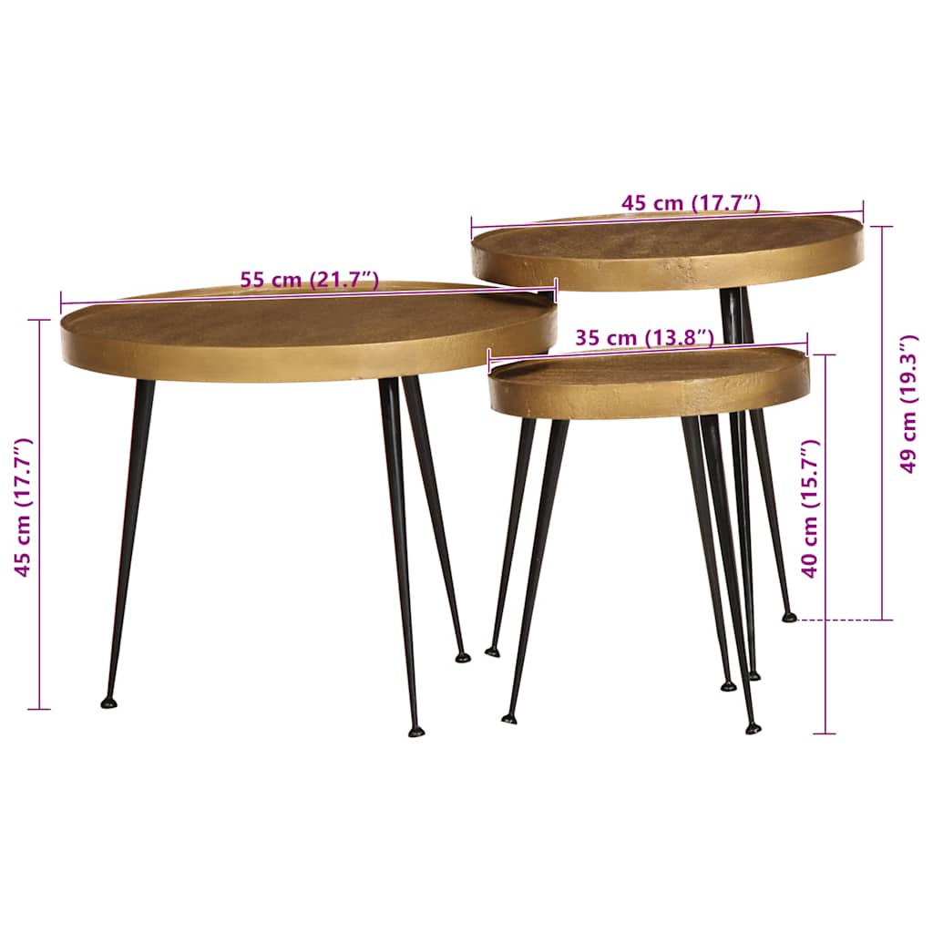 Coffee Table 3 pcs Golden Engineered Wood