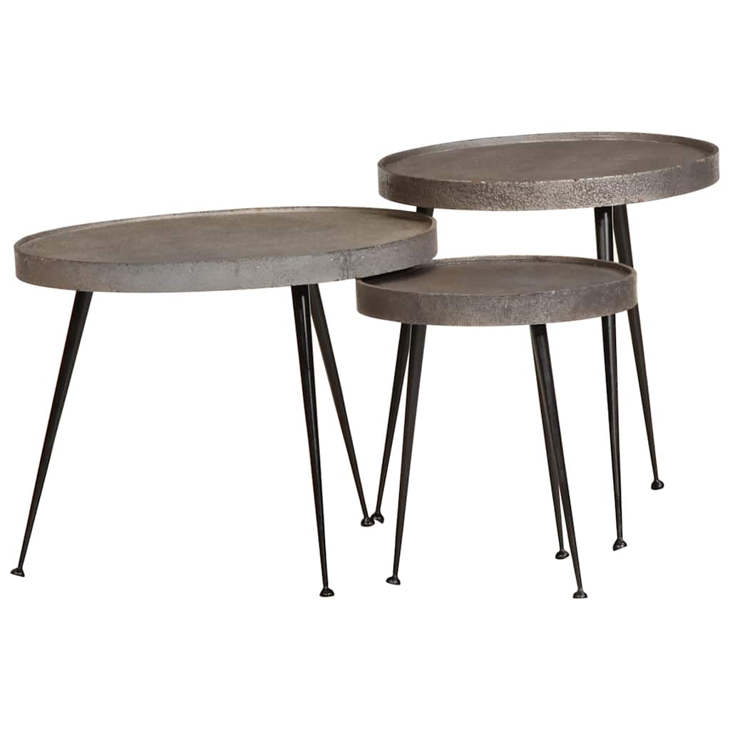 Coffee Table 3 pcs Silver Engineered Wood
