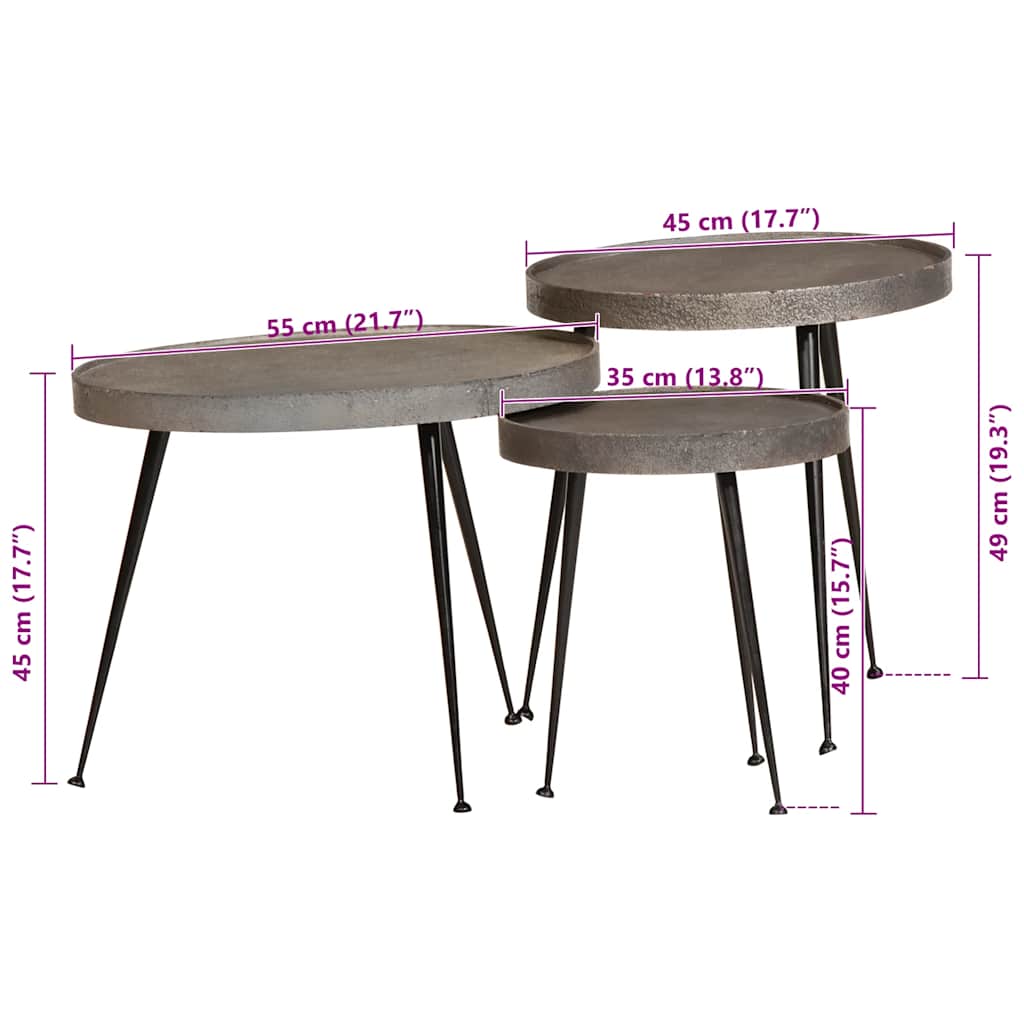 Coffee Table 3 pcs Silver Engineered Wood