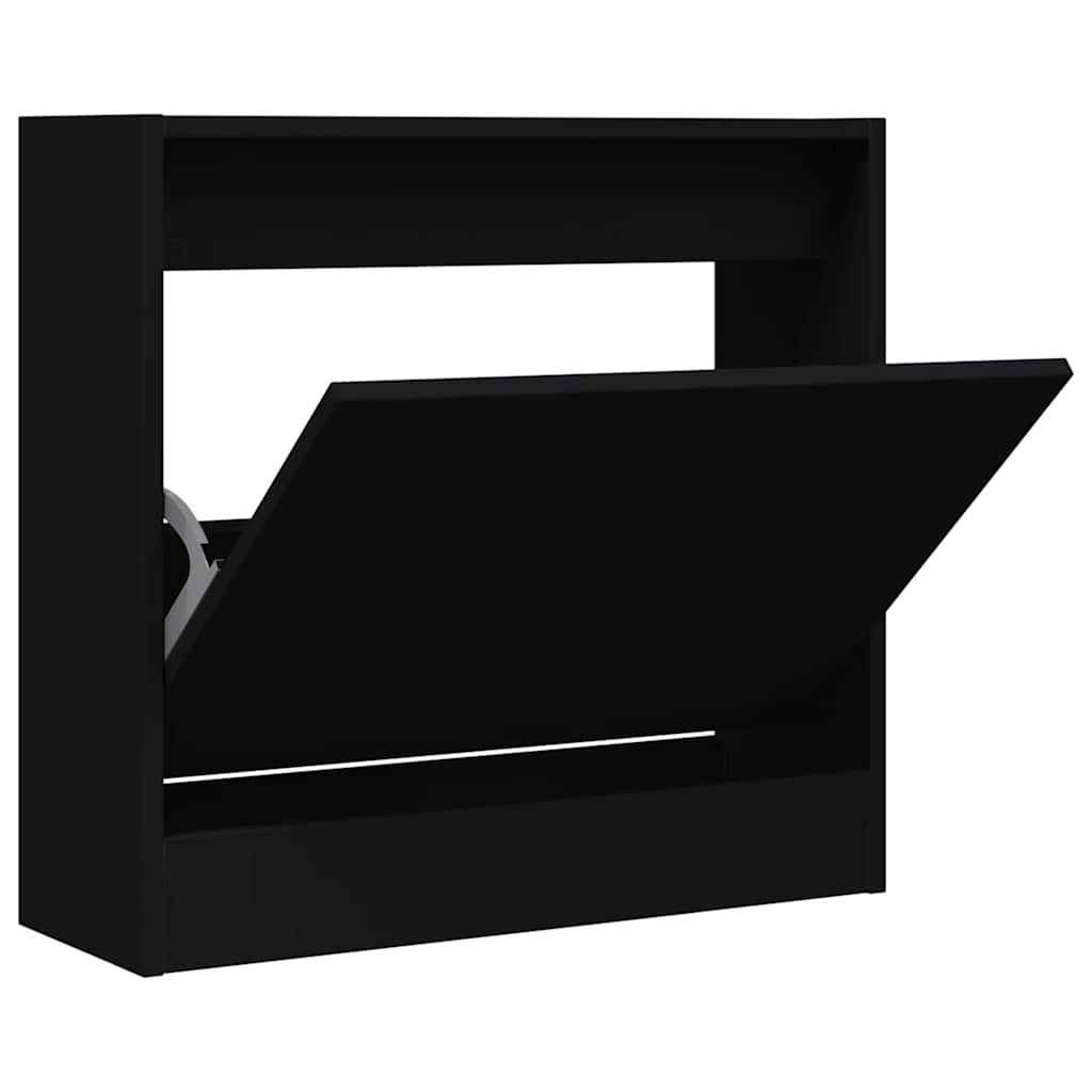 Shoe Cabinet | Black | Engineered Wood | Compact | Shoe Cabinet