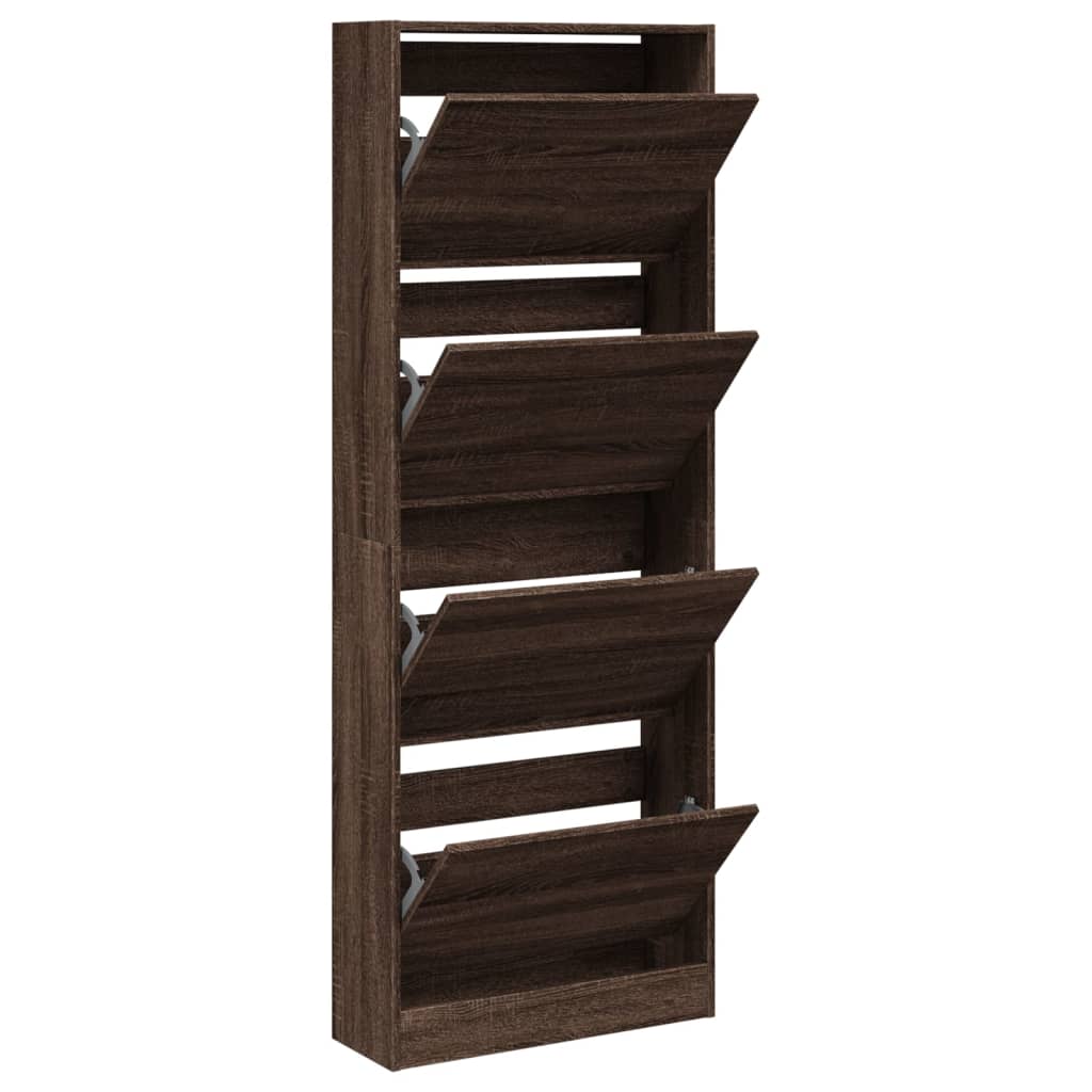 Shoe Cabinet Brown Oak 60x21x163,5 cm Engineered Wood