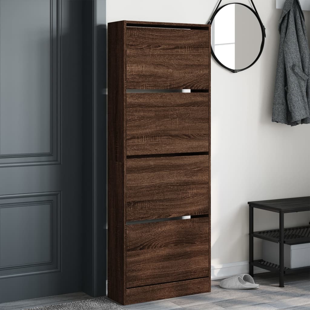 Shoe Cabinet Brown Oak 60x21x163,5 cm Engineered Wood