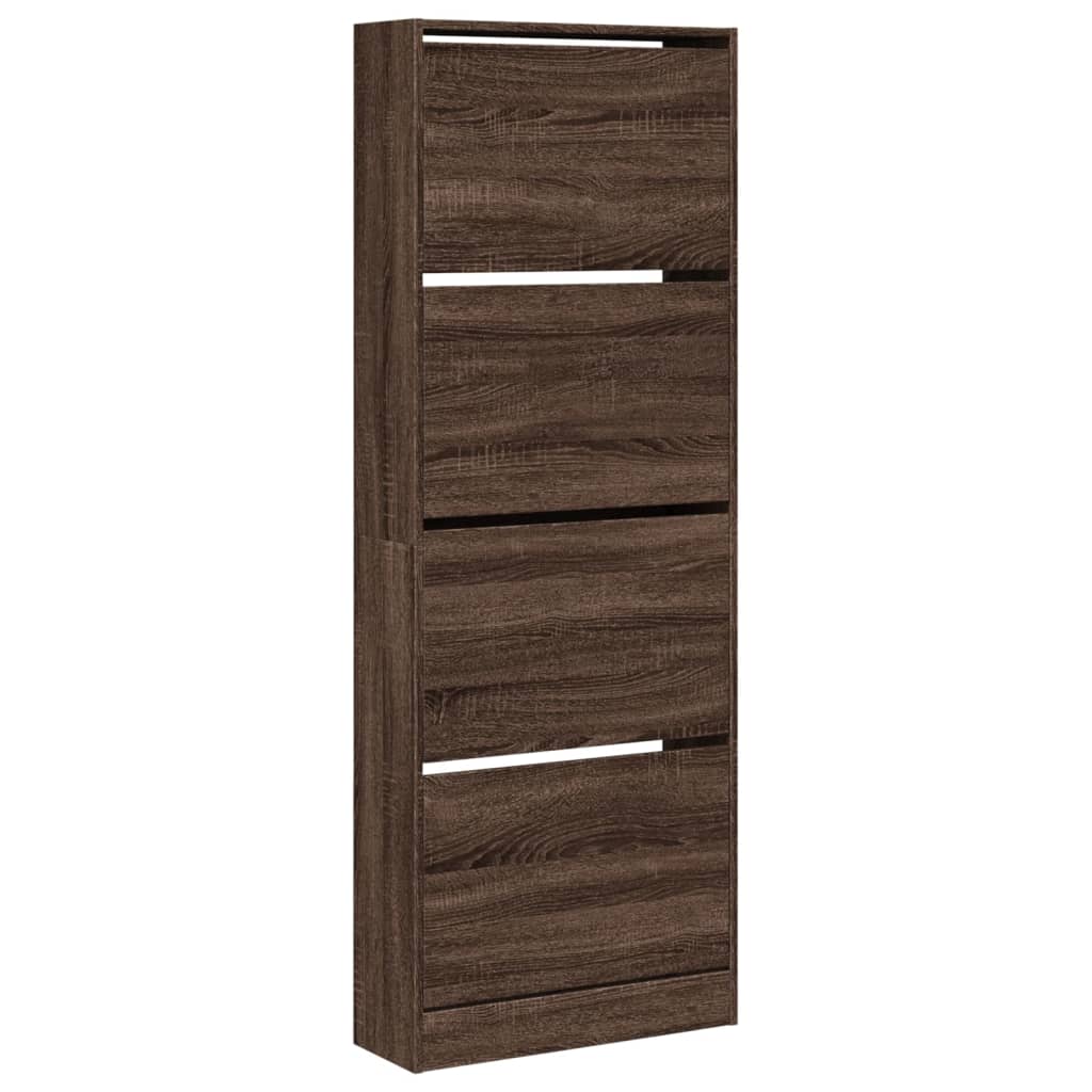 Shoe Cabinet Brown Oak 60x21x163,5 cm Engineered Wood