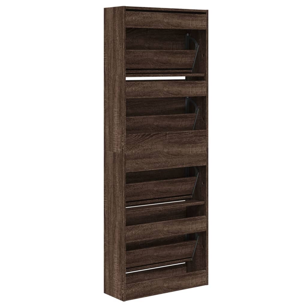 Shoe Cabinet Brown Oak 60x21x163,5 cm Engineered Wood