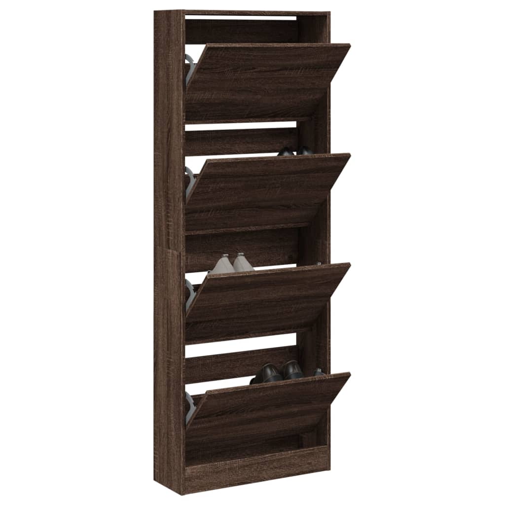 Shoe Cabinet Brown Oak 60x21x163,5 cm Engineered Wood
