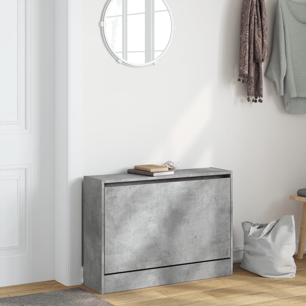 vidaXL Shoe Cabinet Concrete Grey 80x21x57 cm Engineered Wood