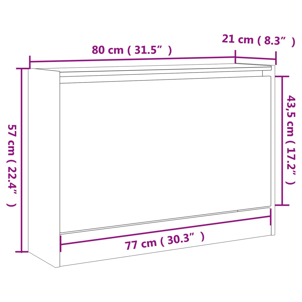 vidaXL Shoe Cabinet Concrete Grey 80x21x57 cm Engineered Wood