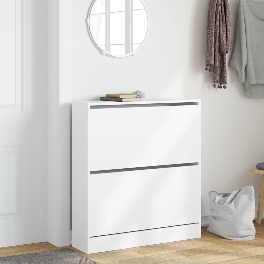 Shoe Cabinet White 80x21x87,5 cm Engineered Wood