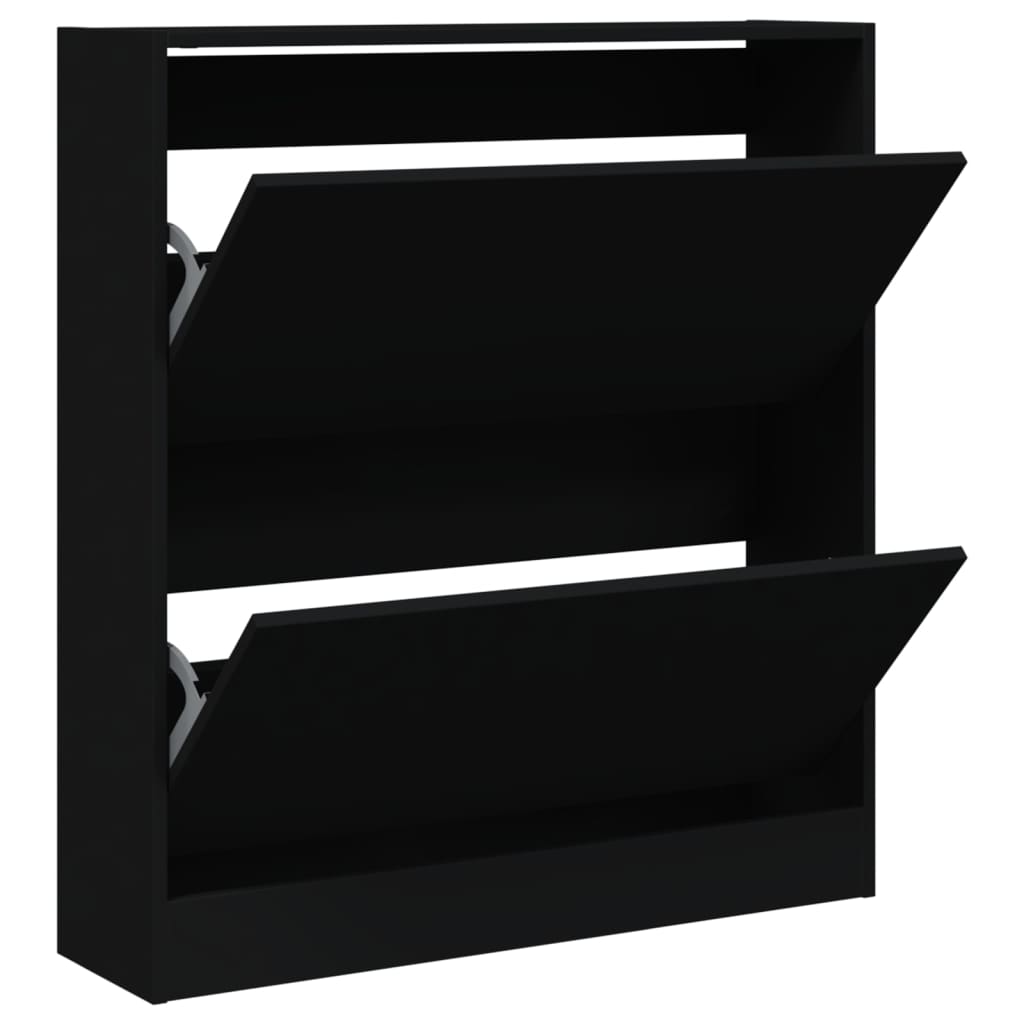 vidaXL Shoe Cabinet Black 80x21x87.5 cm Engineered Wood