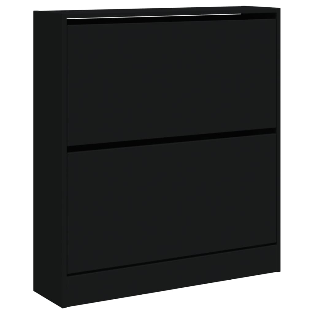 vidaXL Shoe Cabinet Black 80x21x87.5 cm Engineered Wood