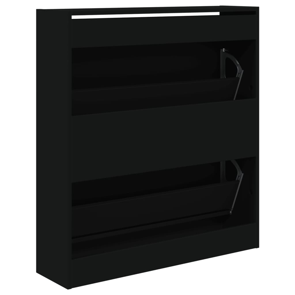 vidaXL Shoe Cabinet Black 80x21x87.5 cm Engineered Wood