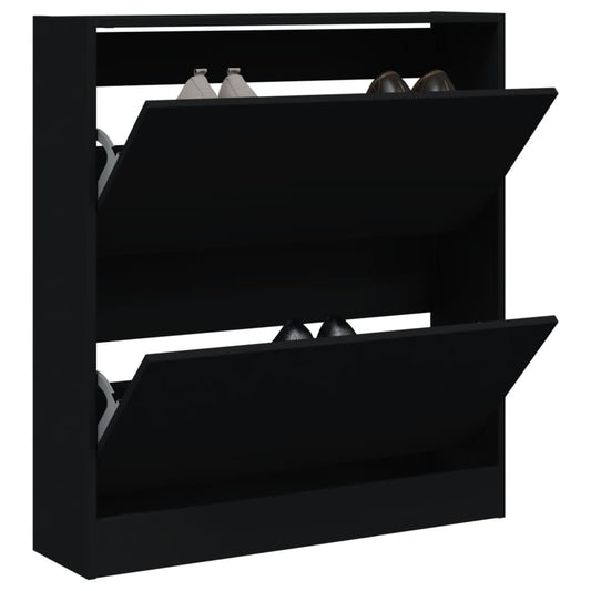 vidaXL Shoe Cabinet Black 80x21x87.5 cm Engineered Wood