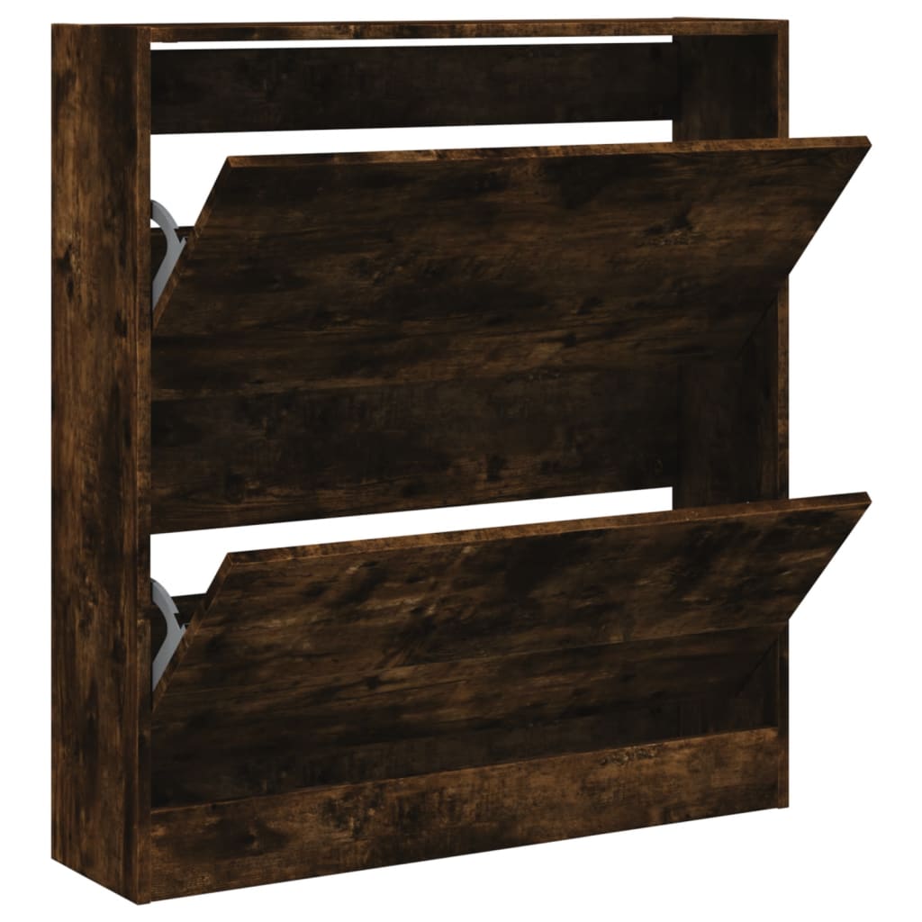 Shoe Cabinet Smoked Oak 80x21x87,5 cm Engineered Wood