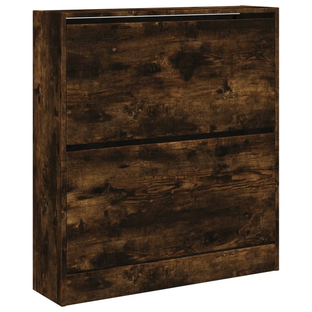 Shoe Cabinet Smoked Oak 80x21x87,5 cm Engineered Wood