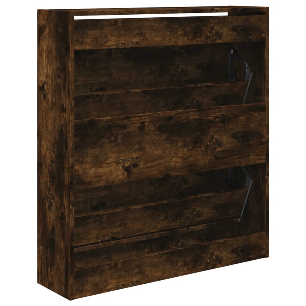 Shoe Cabinet Smoked Oak 80x21x87,5 cm Engineered Wood