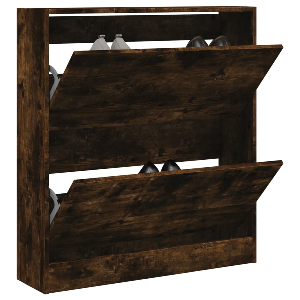 Shoe Cabinet Smoked Oak 80x21x87,5 cm Engineered Wood