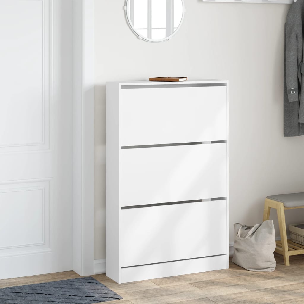 Shoe Cabinet White 80x21x125,5 cm Engineered Wood