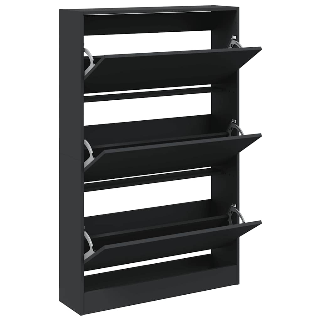 Shoe Cabinet Black 80x21x125,5 cm Engineered Wood
