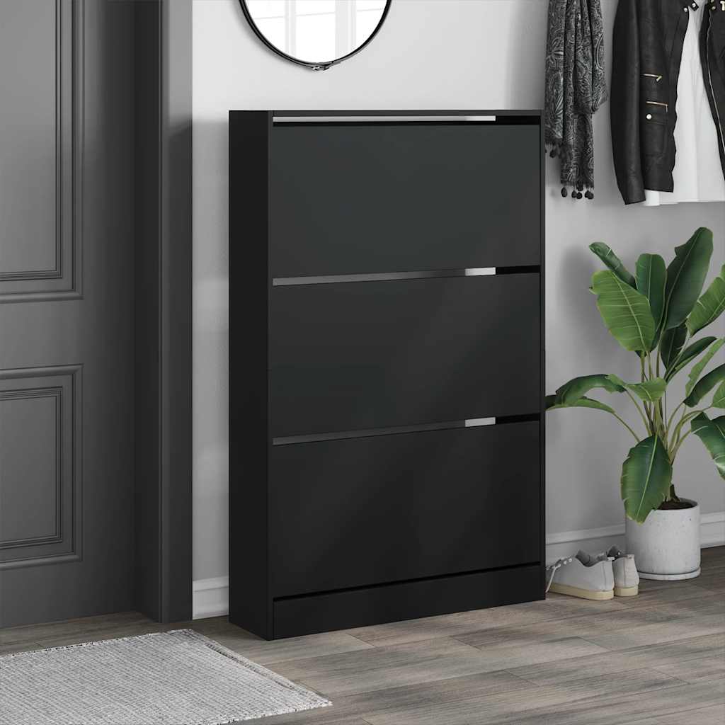 Shoe Cabinet Black 80x21x125,5 cm Engineered Wood