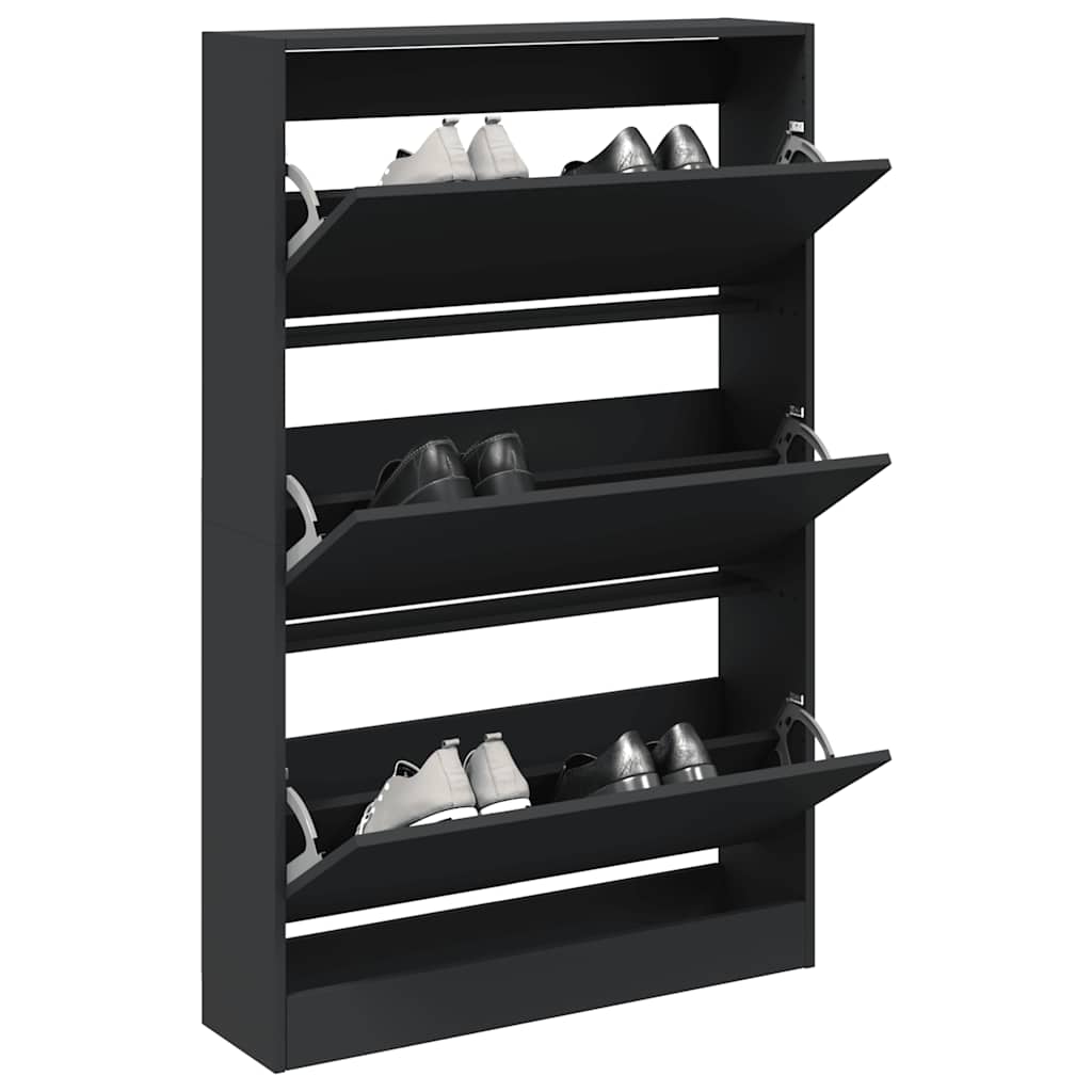 Shoe Cabinet Black 80x21x125,5 cm Engineered Wood