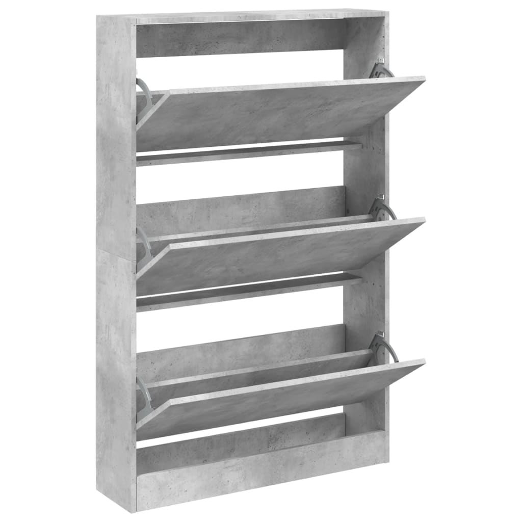 Shoe Cabinet Concrete Grey 80x21x125,5 cm Engineered Wood