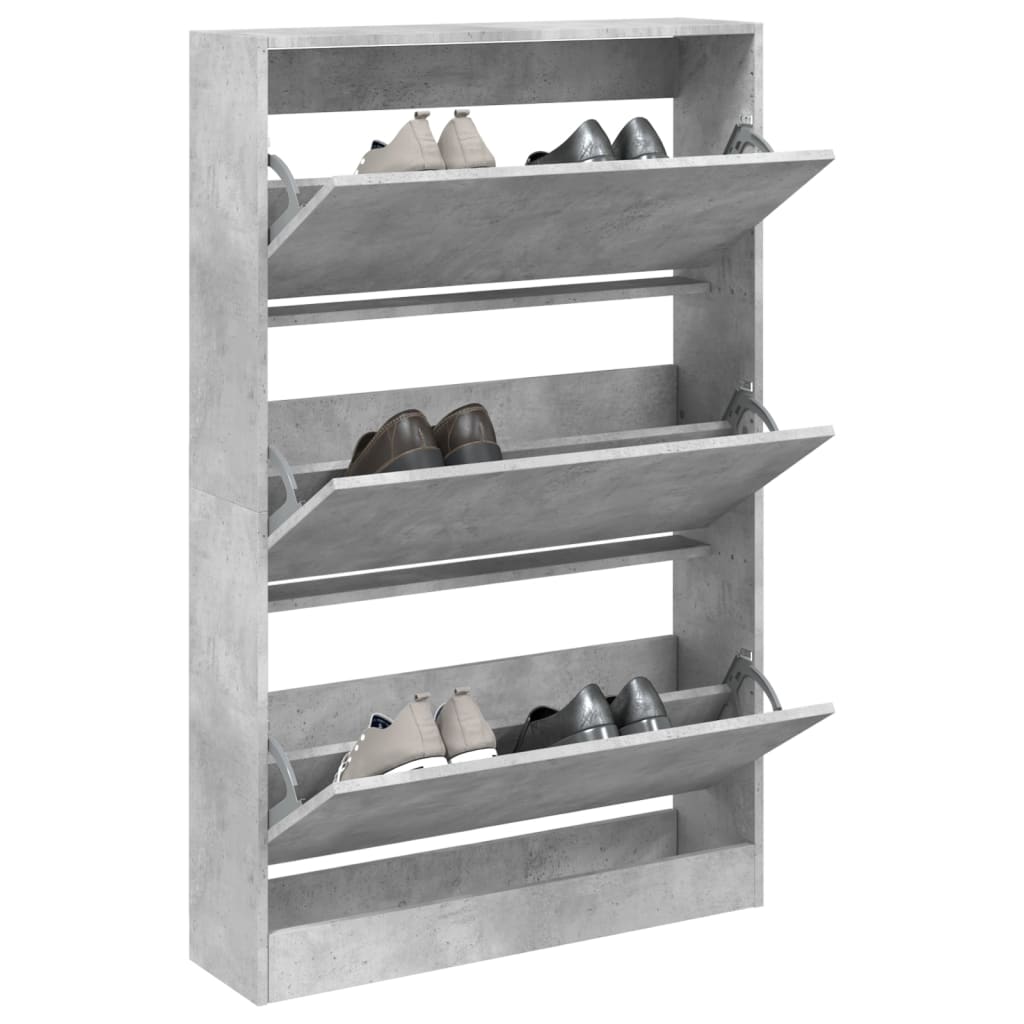 Shoe Cabinet Concrete Grey 80x21x125,5 cm Engineered Wood