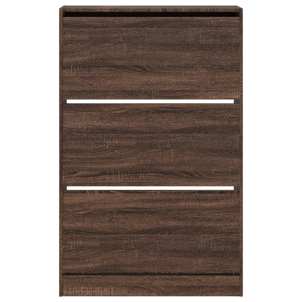 Shoe Cabinet Brown Oak 80x21x125,5 cm Engineered Wood