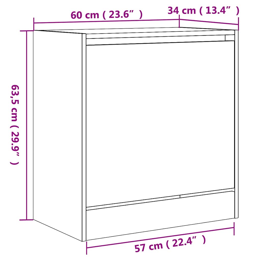 Shoe Cabinet Black 60x34x63,5 cm Engineered Wood