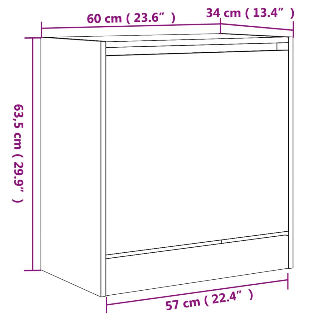 Shoe Cabinet Concrete Grey 60x34x63,5 cm Engineered Wood