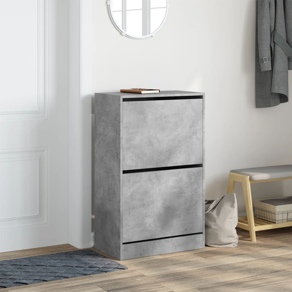 Shoe Cabinet Concrete Grey 60x34x96,5 cm Engineered Wood