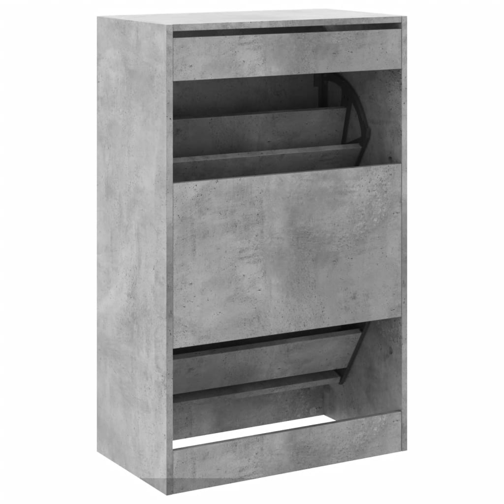 Shoe Cabinet Concrete Grey 60x34x96,5 cm Engineered Wood