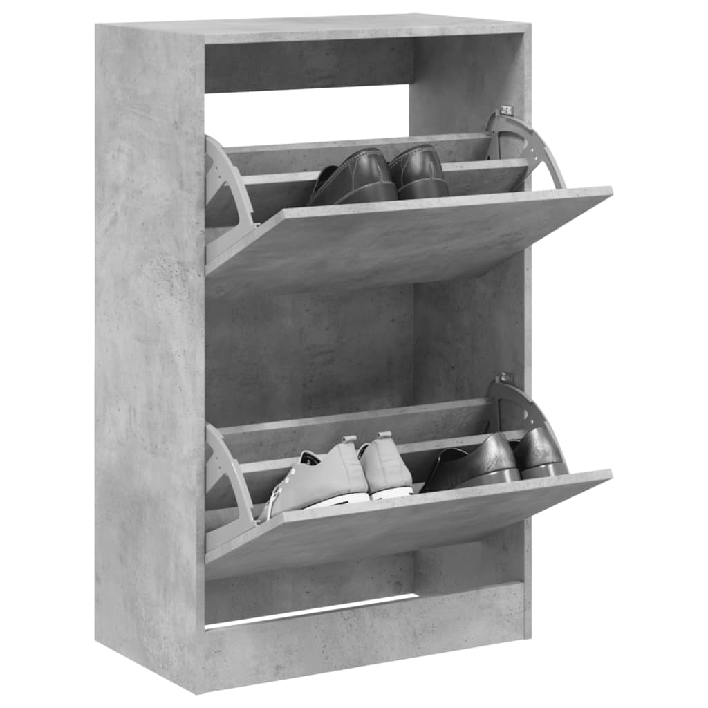 Shoe Cabinet Concrete Grey 60x34x96,5 cm Engineered Wood