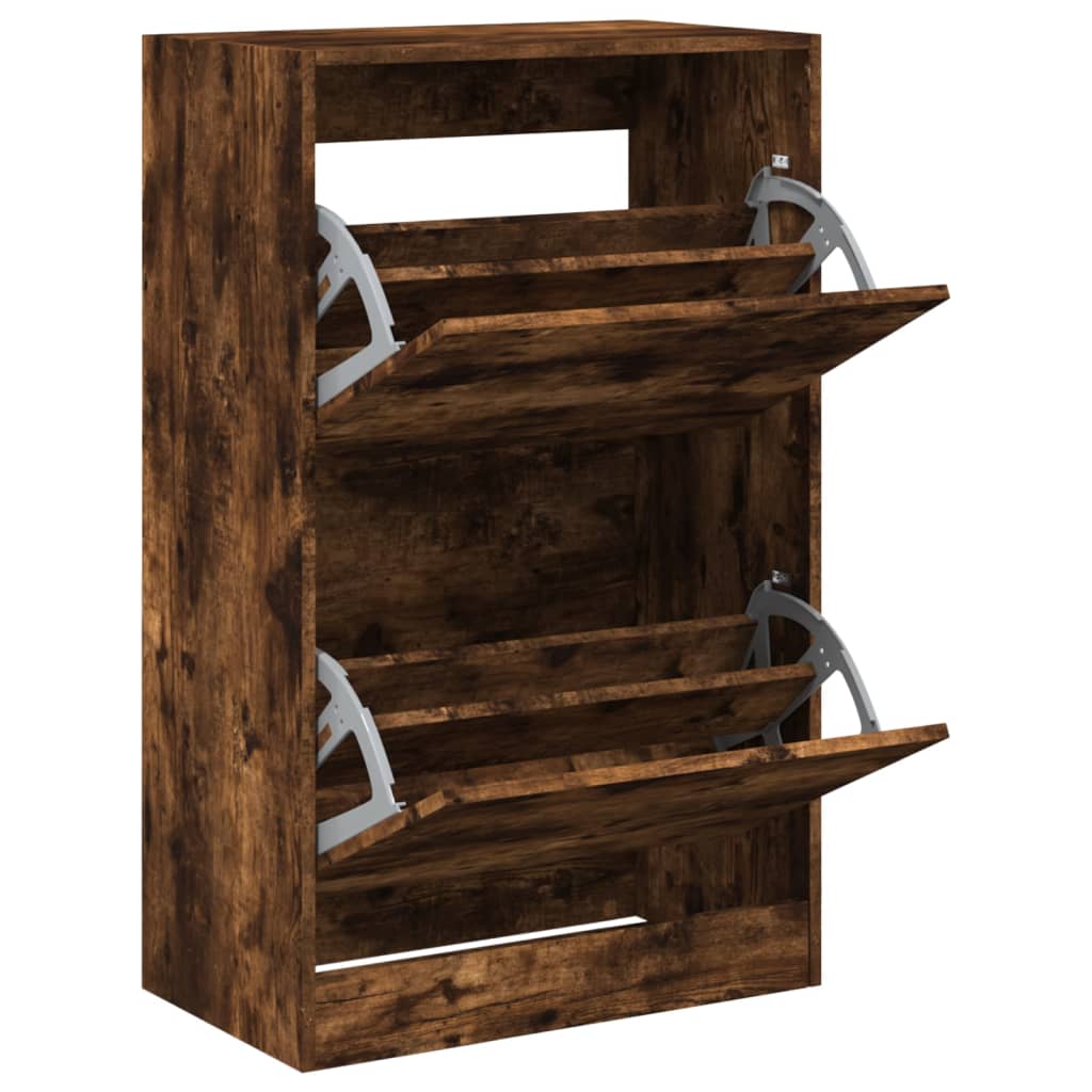 Shoe Cabinet Smoked Oak 60x34x96,5 cm Engineered Wood