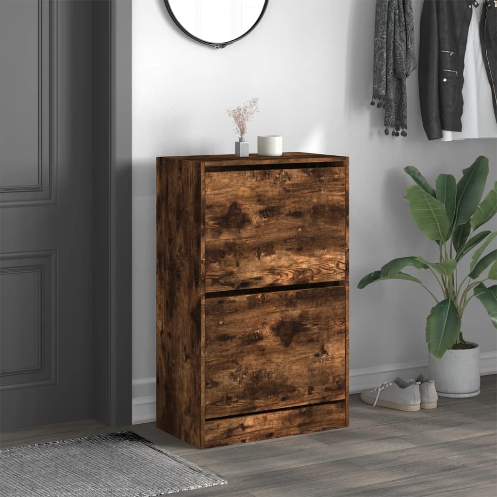 Shoe Cabinet Smoked Oak 60x34x96,5 cm Engineered Wood