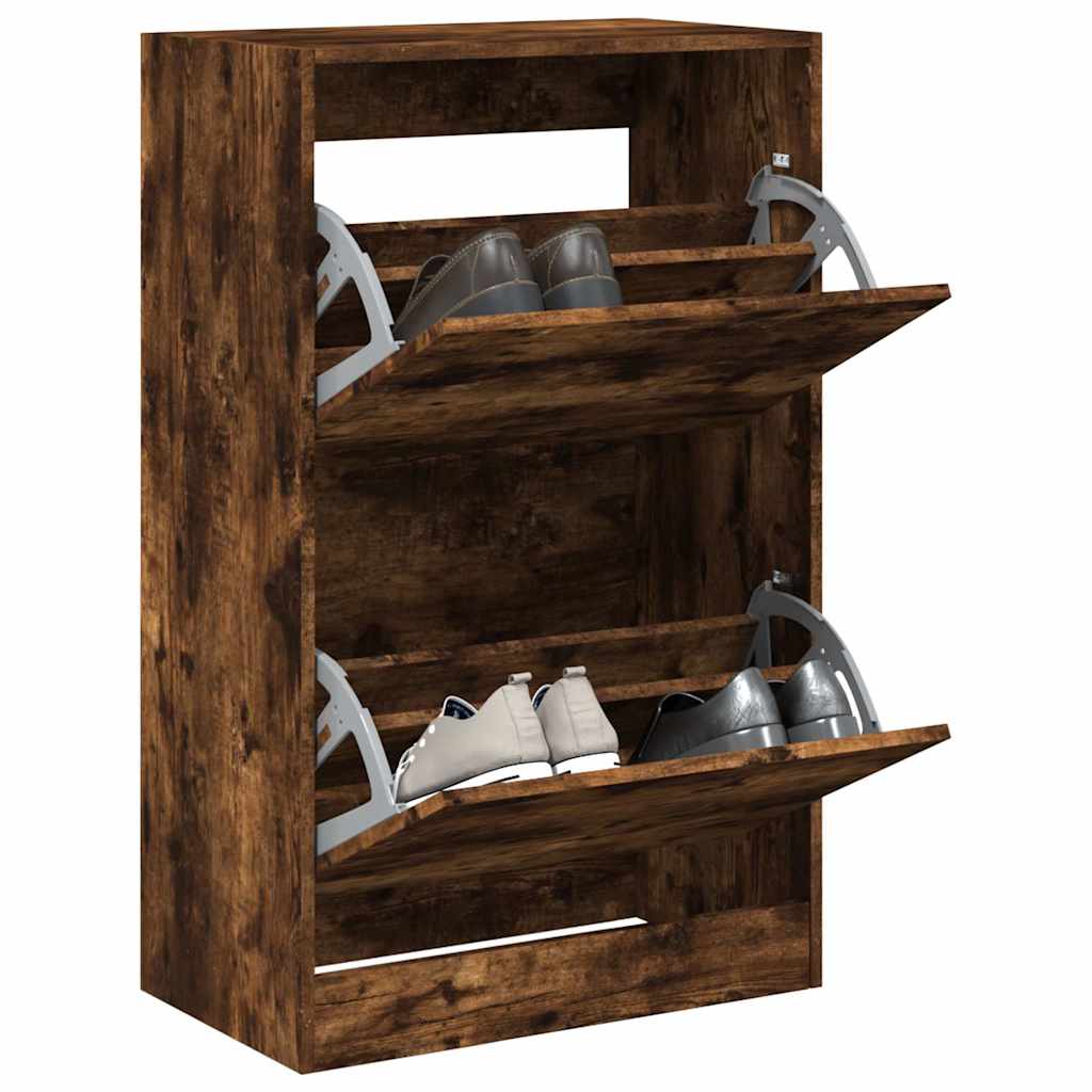 Shoe Cabinet Smoked Oak 60x34x96,5 cm Engineered Wood