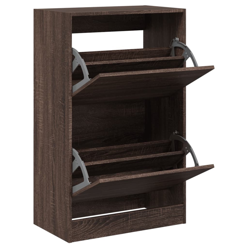 vidaXL Shoe Cabinet Brown Oak 60x34x96.5 cm Engineered Wood