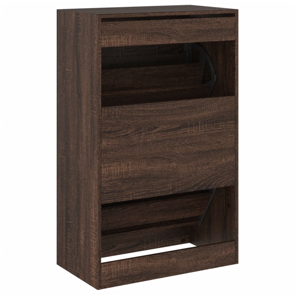 vidaXL Shoe Cabinet Brown Oak 60x34x96.5 cm Engineered Wood