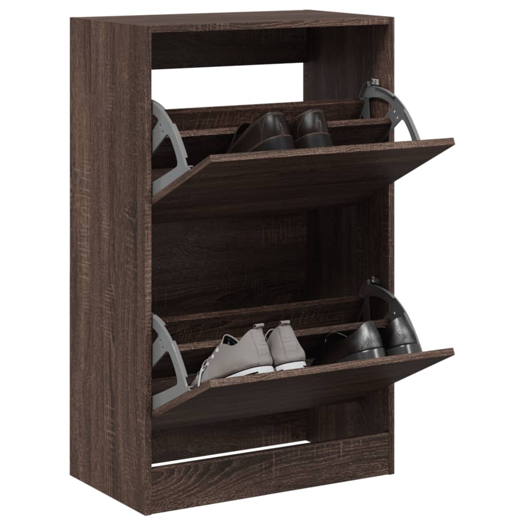 vidaXL Shoe Cabinet Brown Oak 60x34x96.5 cm Engineered Wood