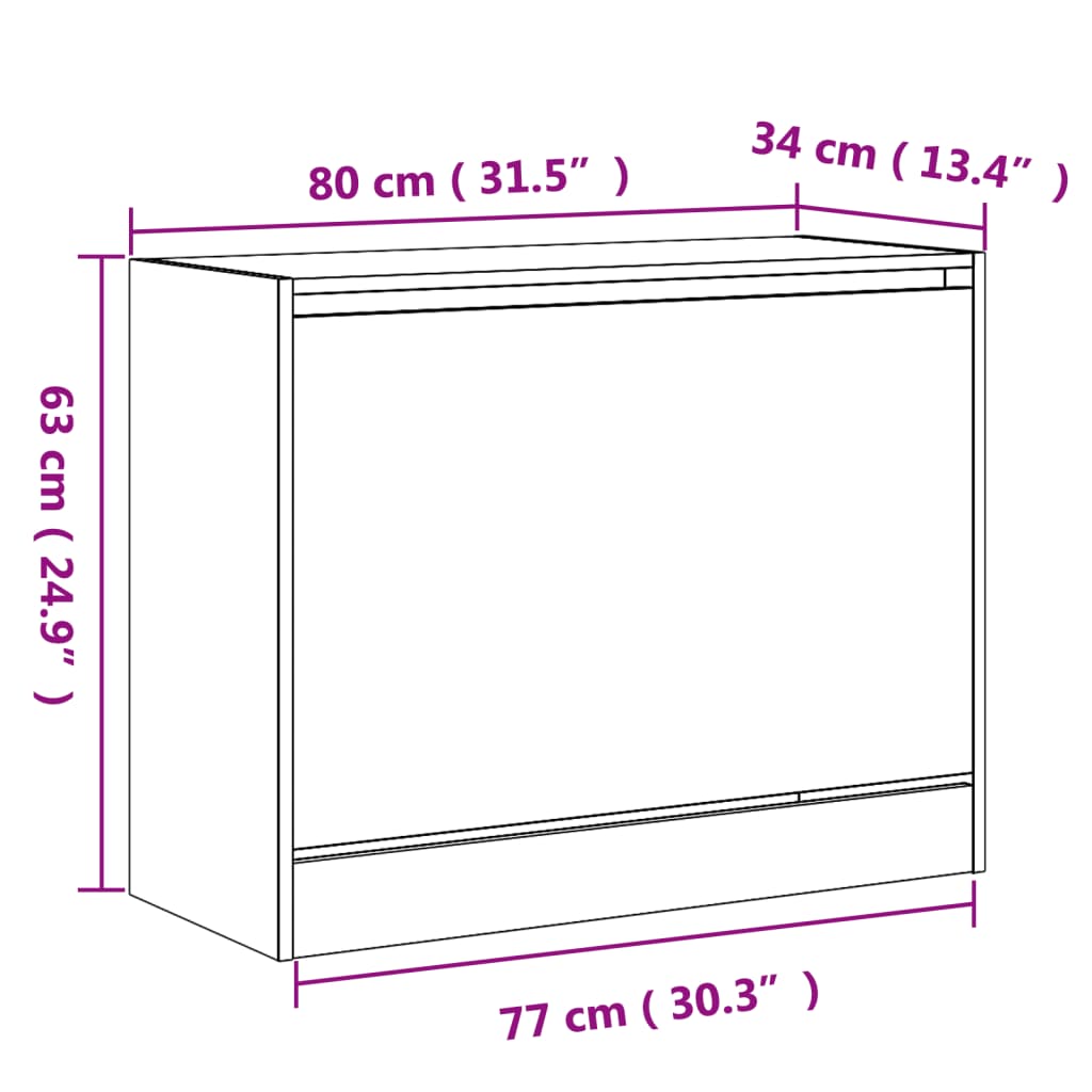 Shoe Cabinet White 80x34x63 cm Engineered Wood