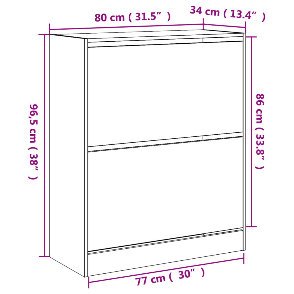 Shoe Cabinet White 80x34x96.5 cm Engineered Wood