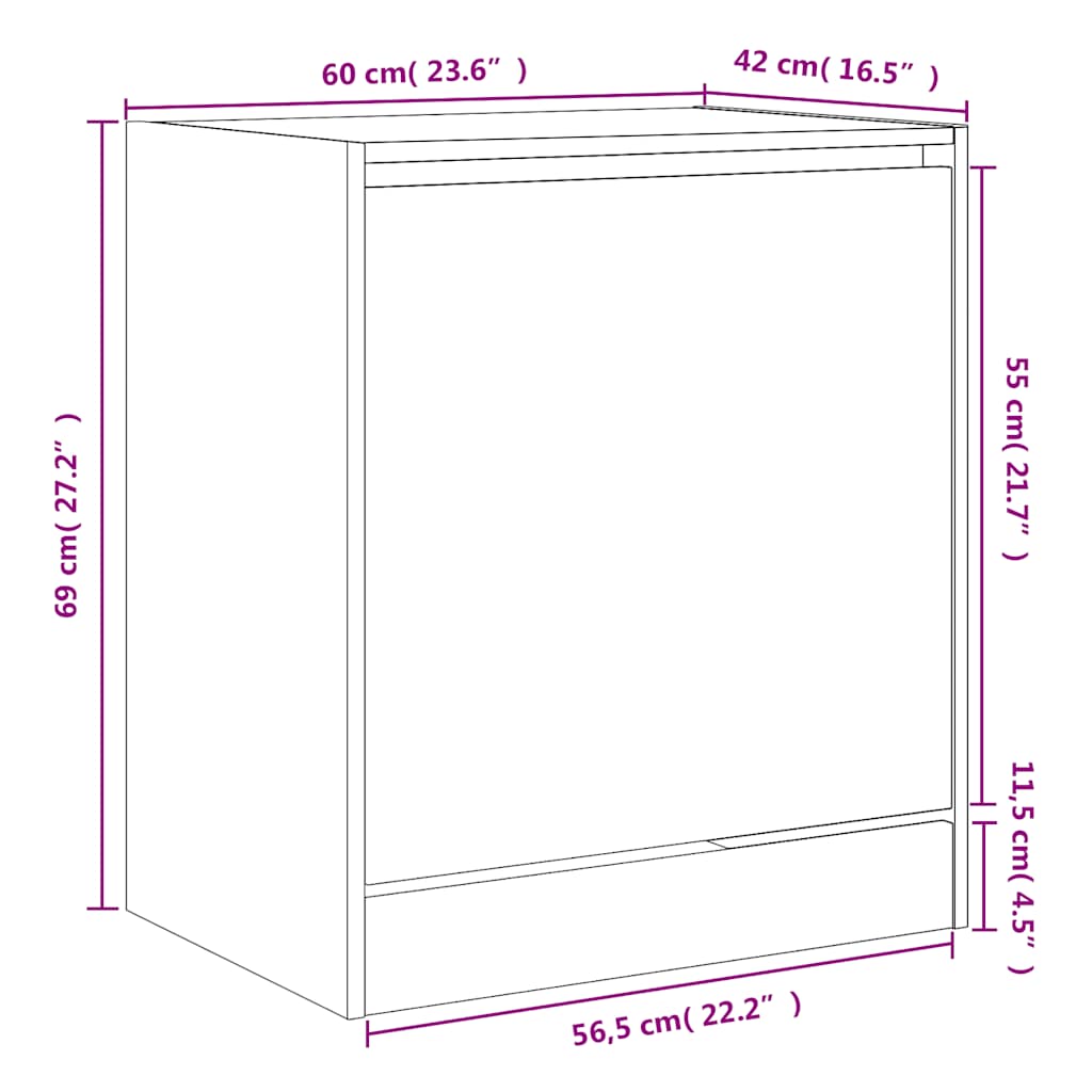 Shoe Cabinet Black 60x42x69 cm Engineered Wood
