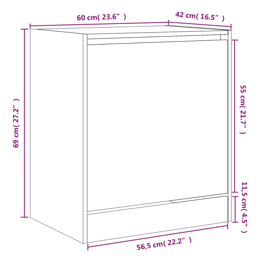 Shoe Cabinet Concrete Grey 60x42x69 cm Engineered Wood