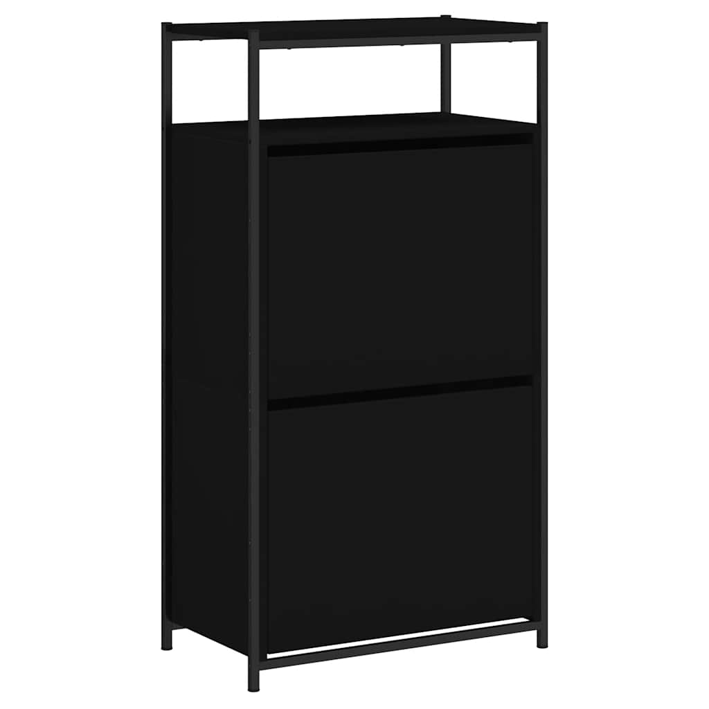 Shoe Cabinet | Black | Engineered Wood | Compact | Shoe Cabinet